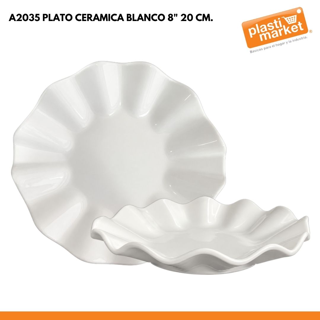 A2035 PLATO CERAMICA BLANCO 8" 20 CM.