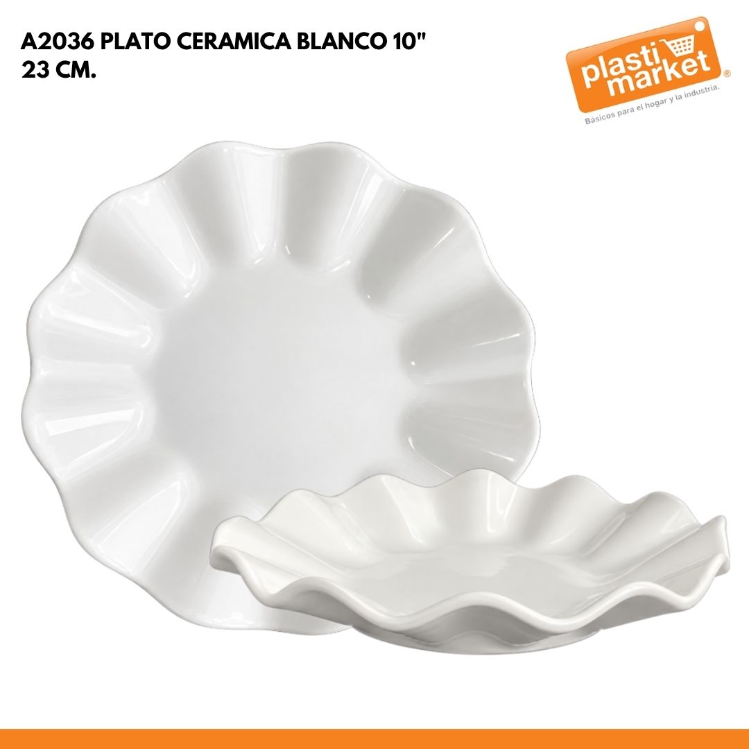 A2036 PLATO CERAMICA BLANCO 10" 23 CM.