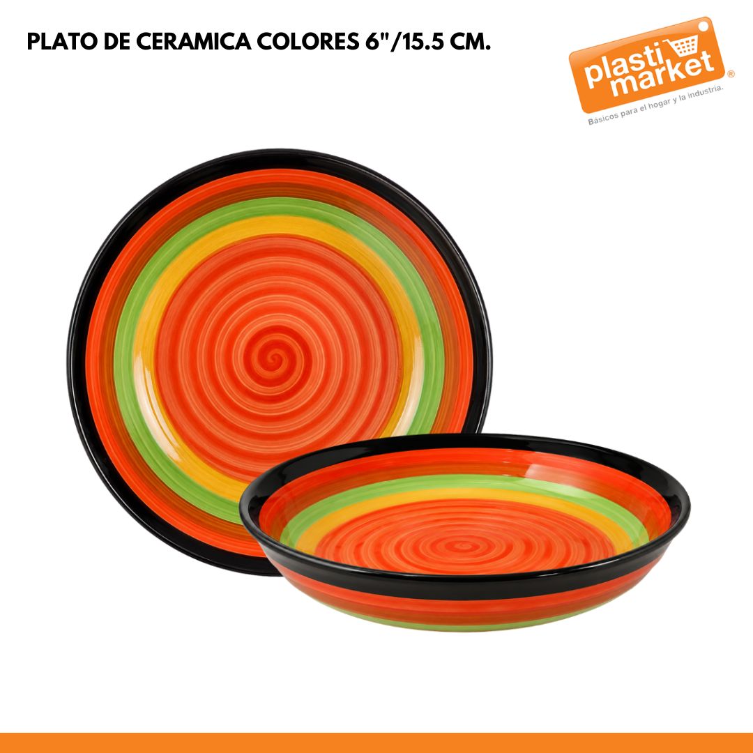A2080 PLATO DE CERAMICA COLORES 6"/15.5 CM. "OFERTA"