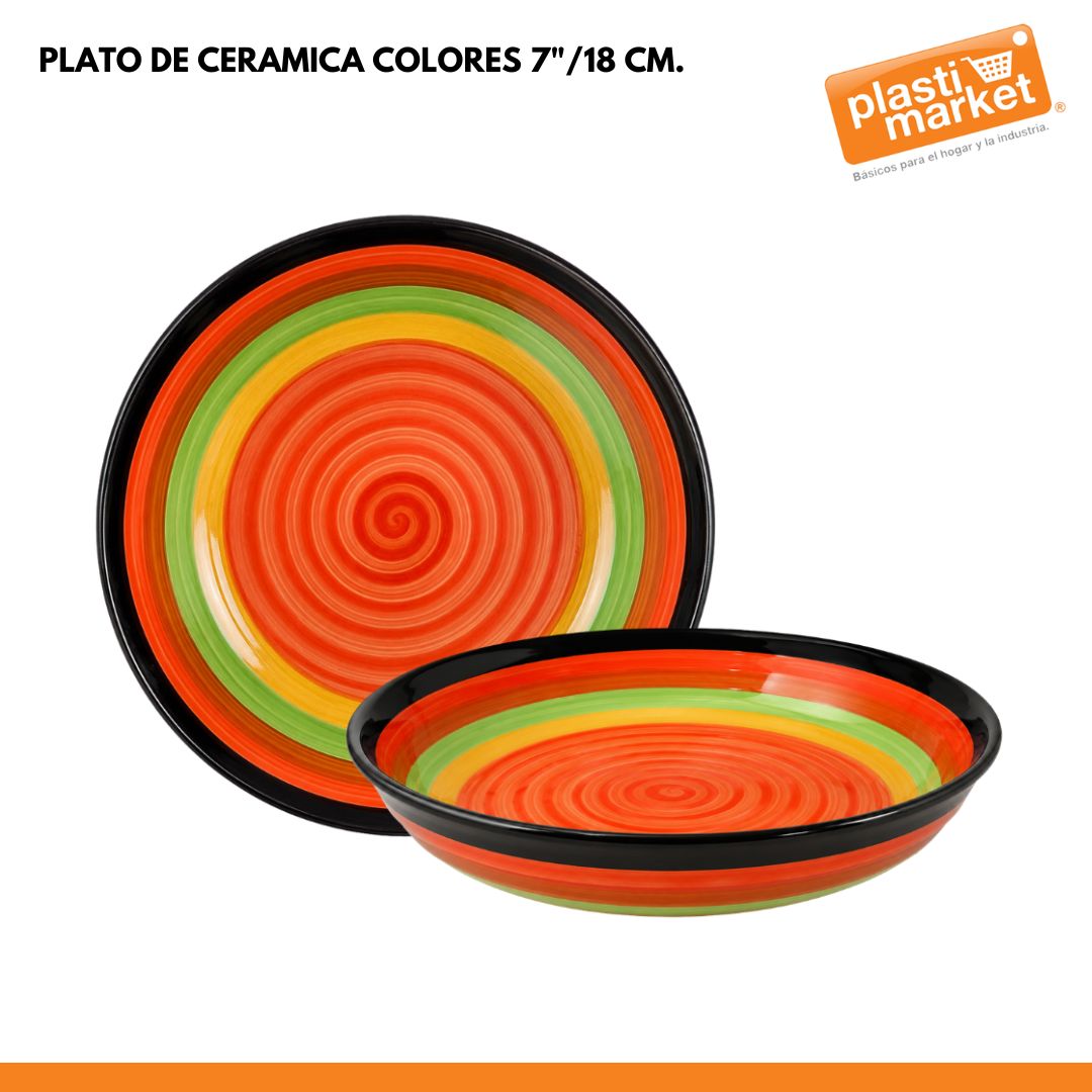 A2081 PLATO DE CERAMICA COLORES 7"/18 CM. "OFERTA"