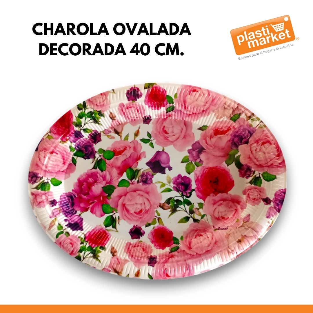 AA-0230-2 CHAROLA OVALADA DECORADA 40 CM.