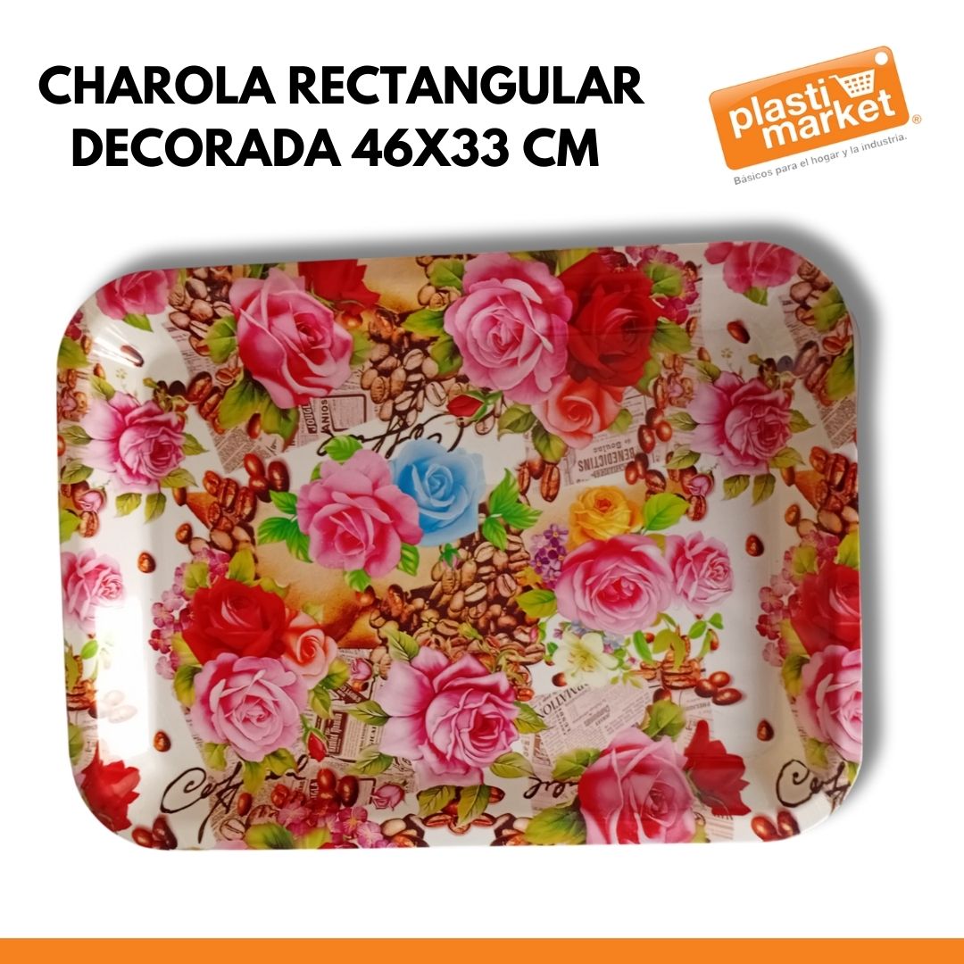 AA-0239-3 CHAROLA RECTANGULAR DECORADA 46X33 CM.