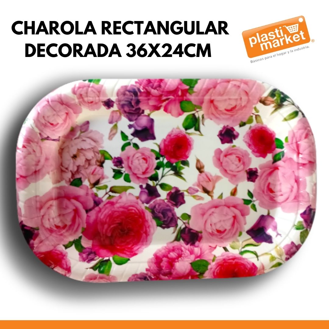 AA-0422-2 CHAROLA RECTANGULAR DECORADA 36X24 CM.