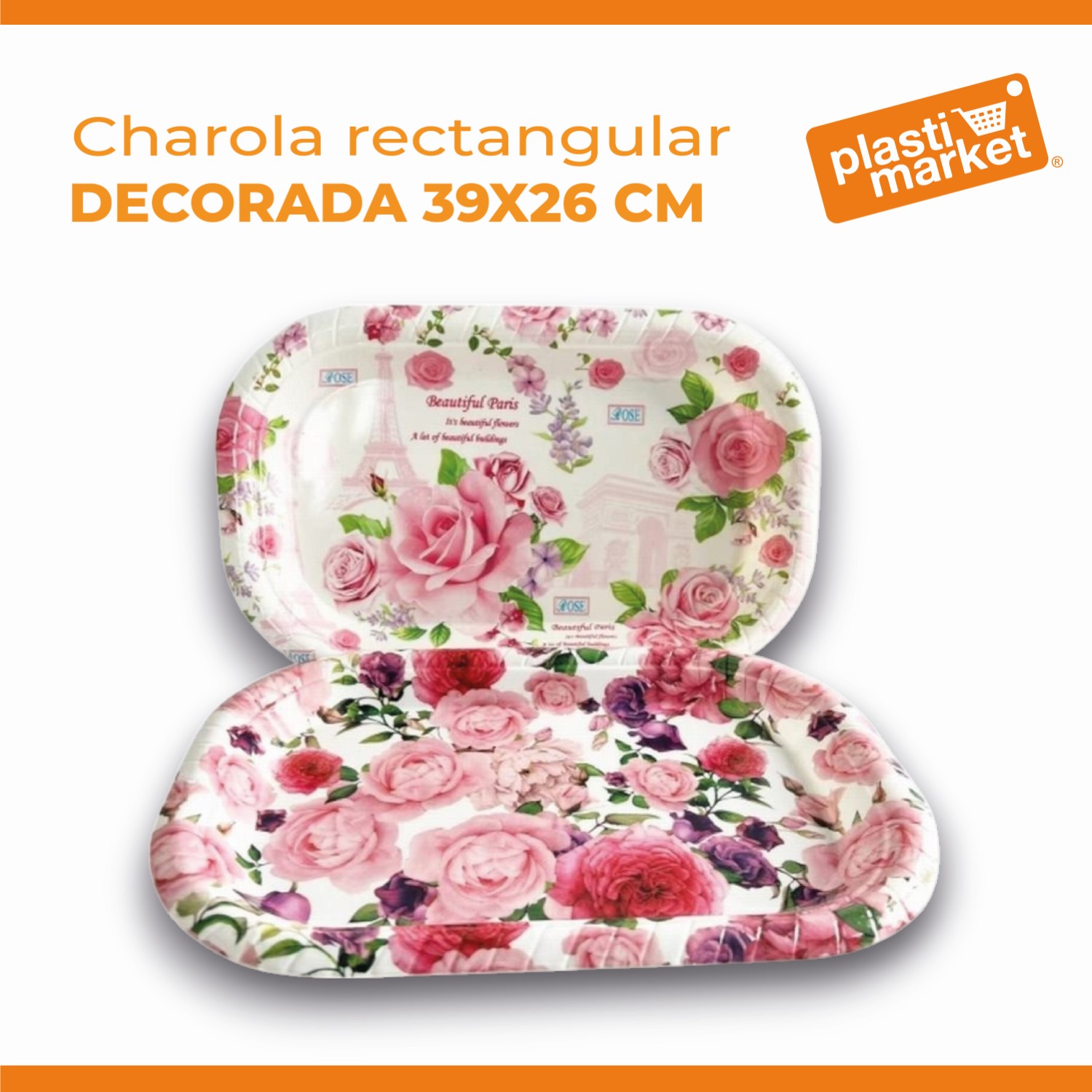 AA-0422-3 CHAROLA RECTANGULAR DECORADA 39X26 CM.