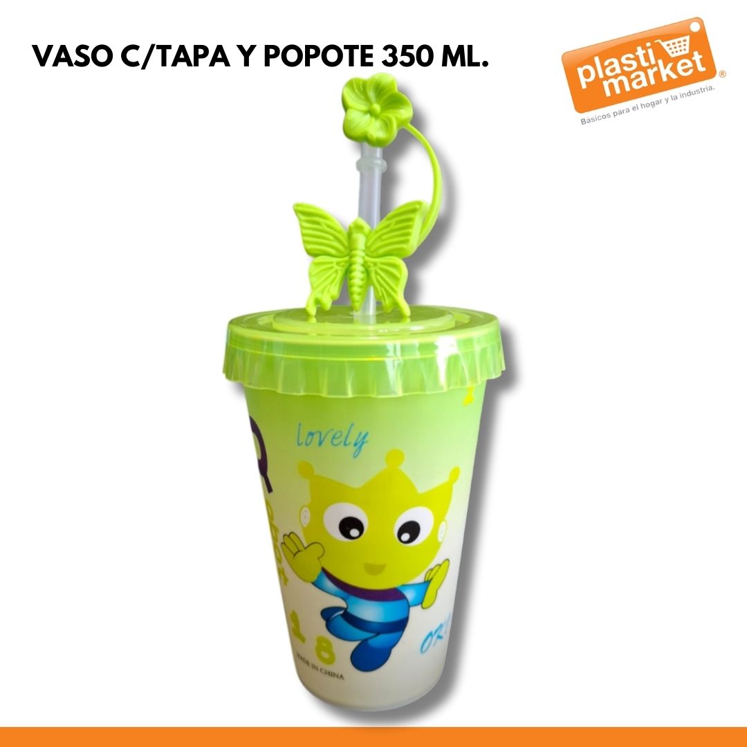 AD-0539B-1  VASO C/TAPA Y POPOTE 350 ML.
