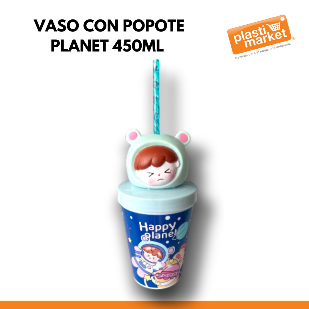 AD-0548A-1 VASO CON POPOTE PLANET 450 ML.