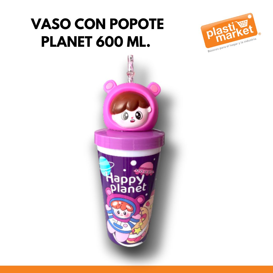 AD-0548A-2 VASO CON POPOTE PLANET 600 ML.