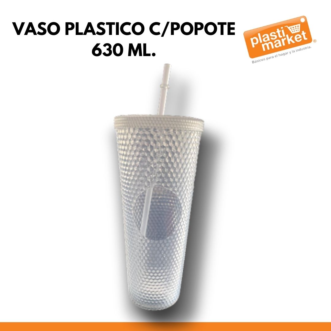 AD-0581 VASO PLASTICO C/POPOTE 630 ML.
