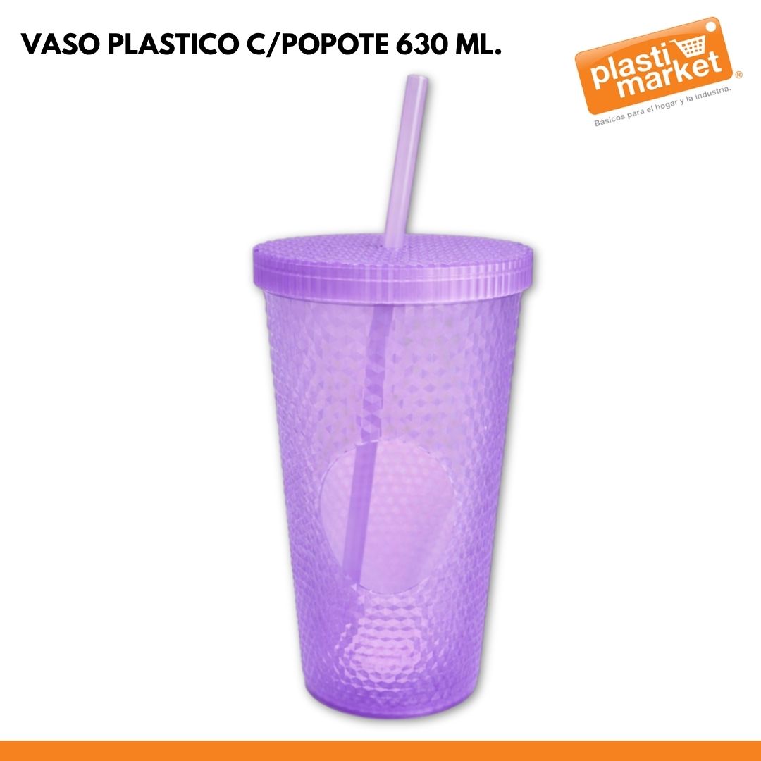 AD-0582 VASO PLASTICO C/POPOTE 630 ML.