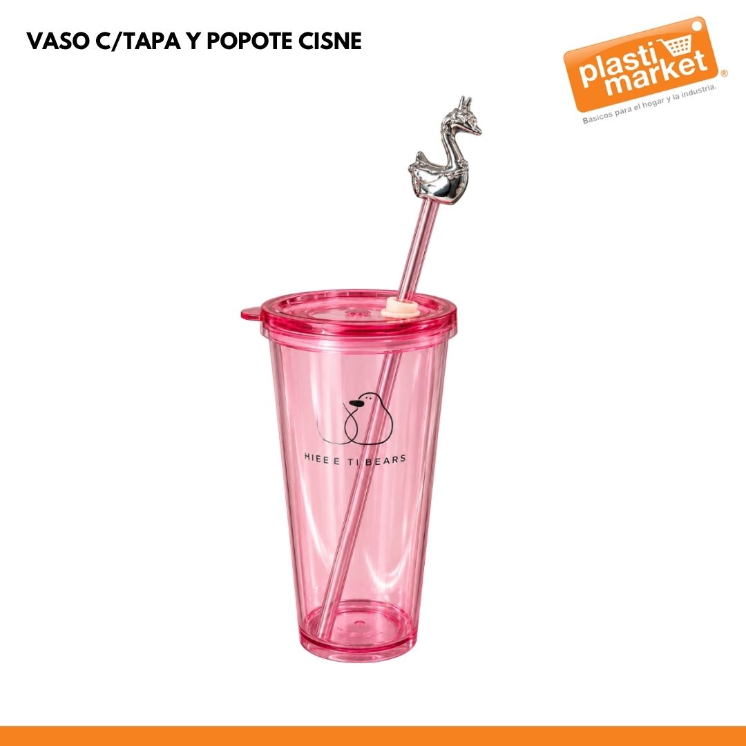 AD-0586-2 VASO C/TAPA Y POPOTE CISNE