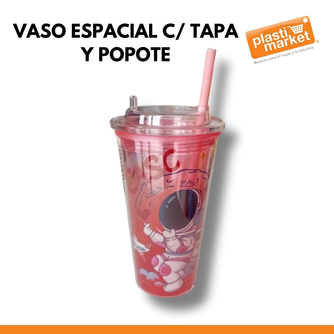AD-0808 VASO ESPACIAL C/TAPA Y POPOTE