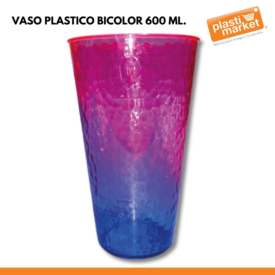AD-3304 VASO PLASTICO BICOLOR 600 ML.