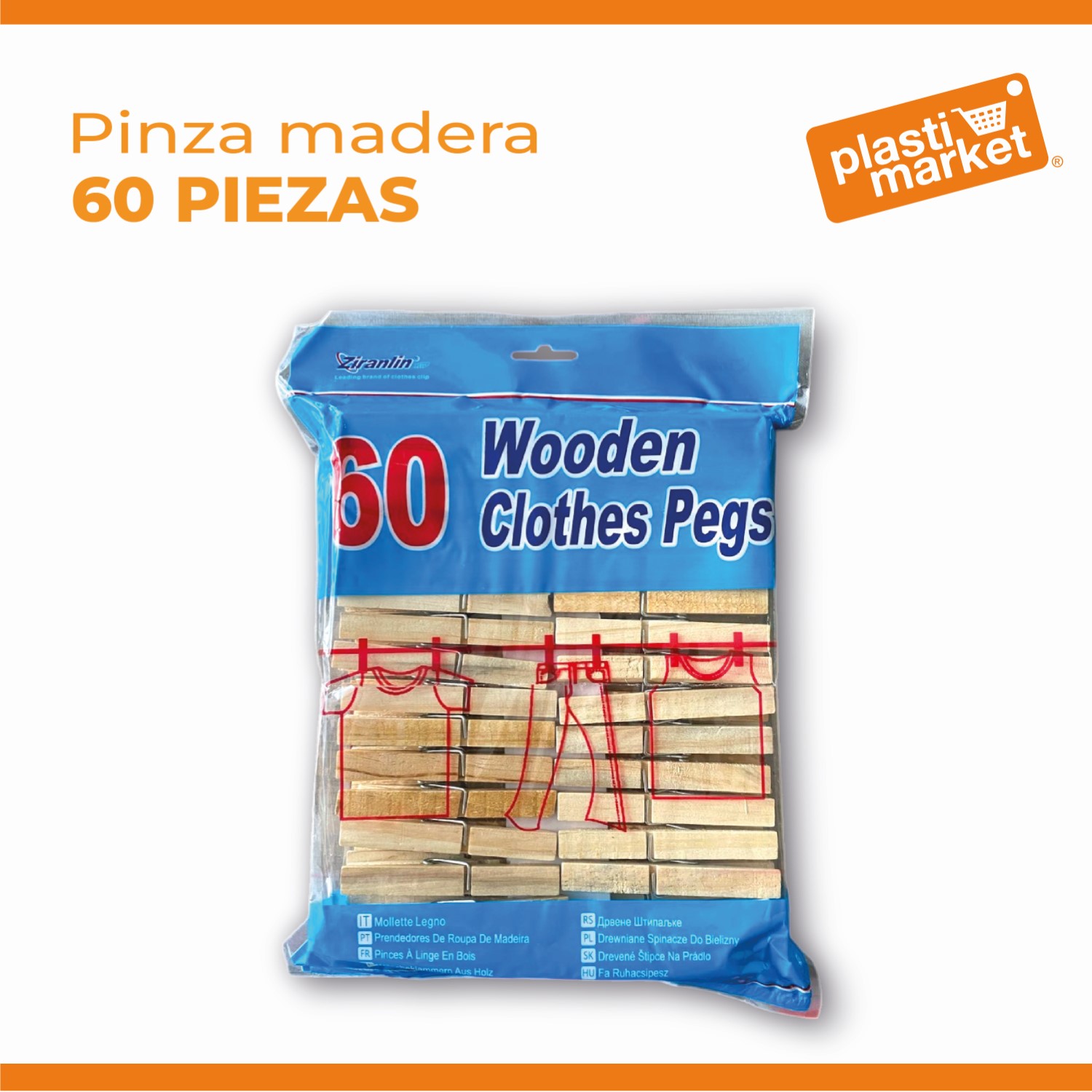 AE-3255 PINZA MADERA 60 PZ.