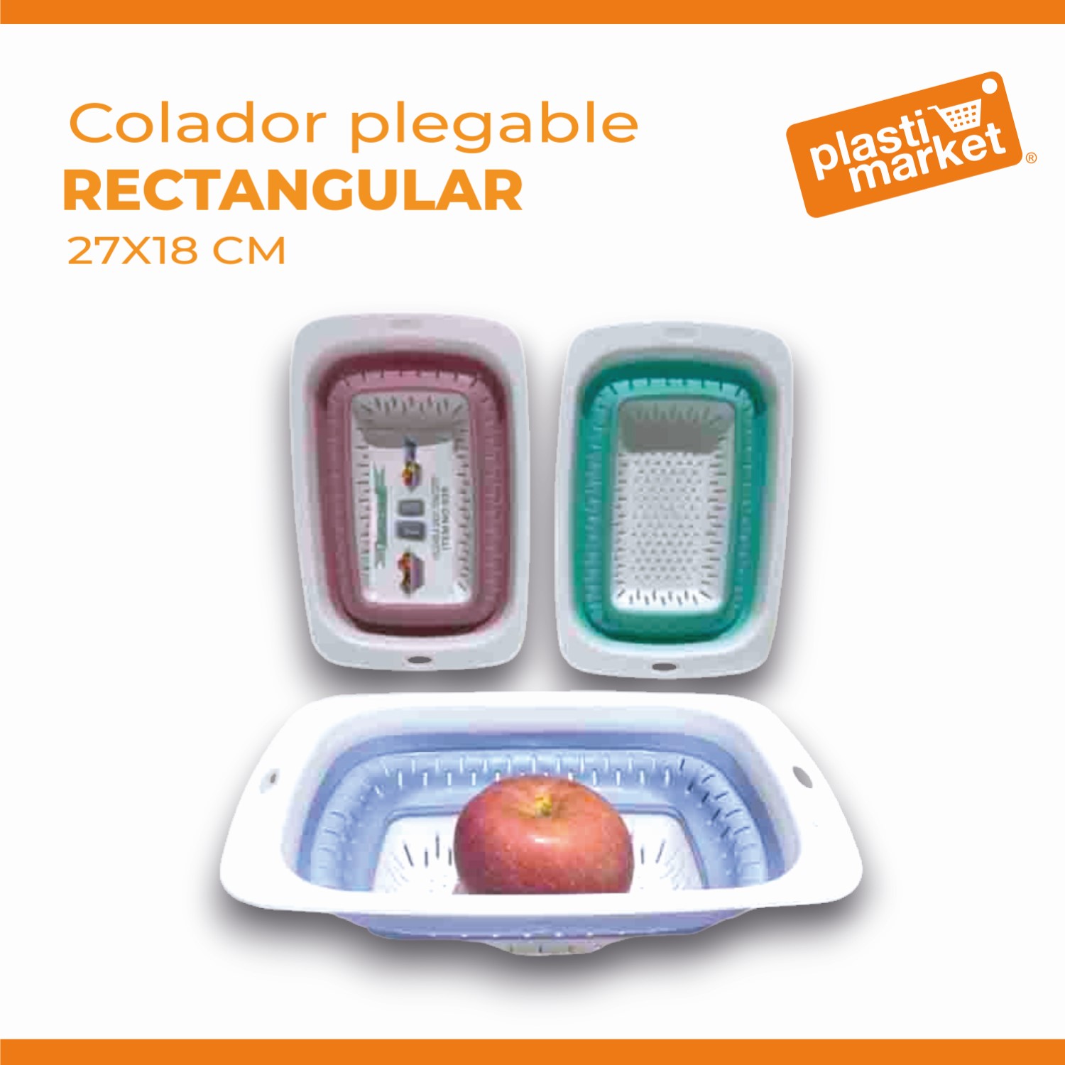 AK-2537B COLADOR PLEGABLE RECTANGULAR 27X18 CM.