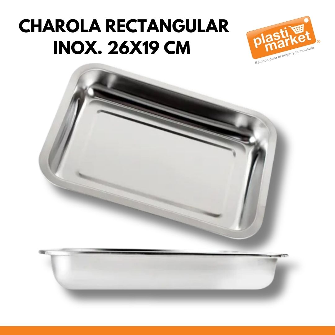 AS-3700 CHAROLA RECTANGULAR INOX. 26X19 CM.