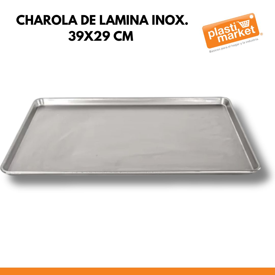 AS-3704-40 CHAROLA DE LAMINA INOX. 39X29 CM.