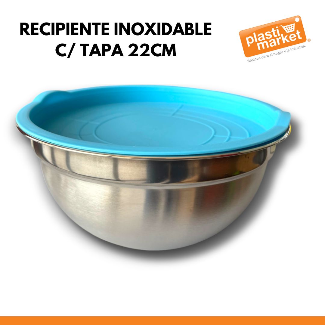 AS-7006-22 RECIPIENTE INOXIDABLE C/TAPA 22 CM.
