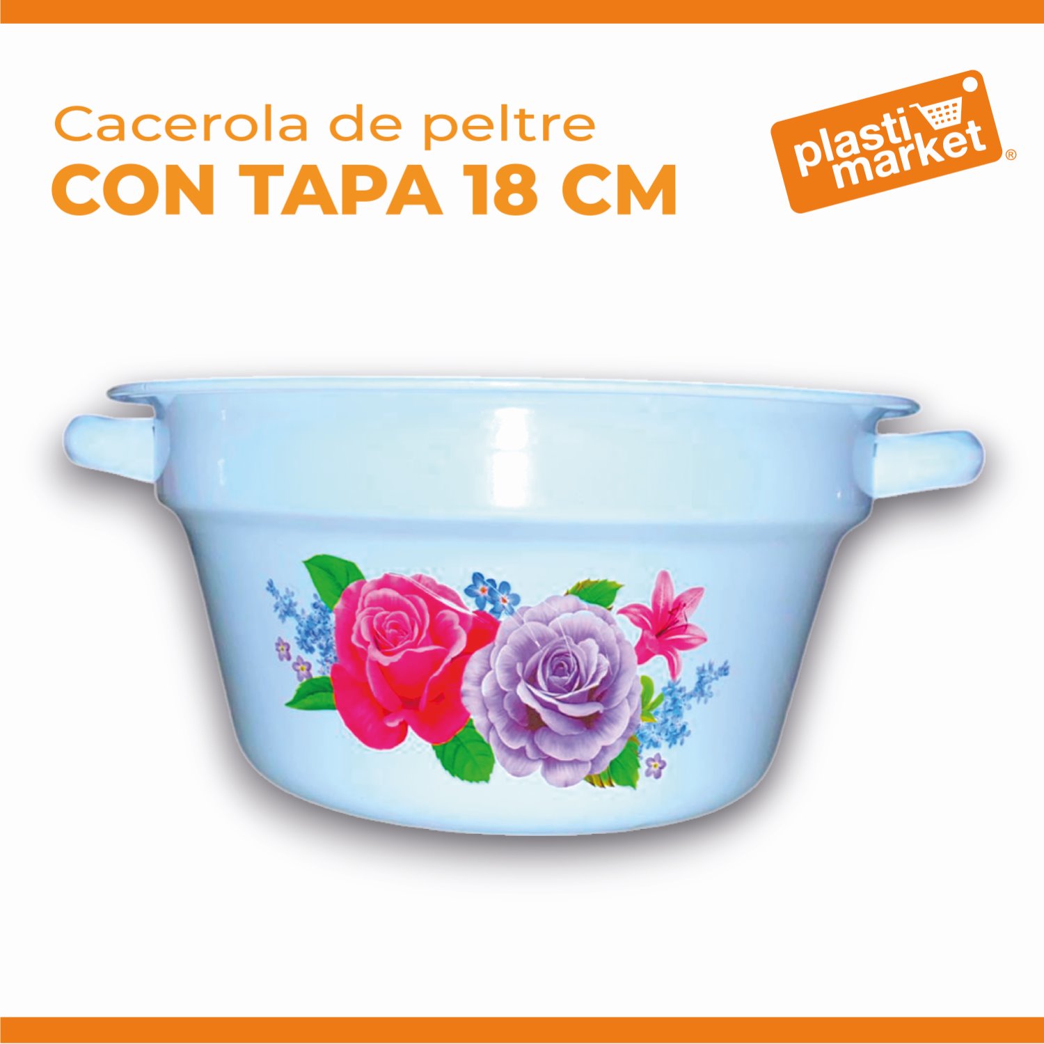 AU-9001-18 CACEROLA DE PELTRE C/TAPA 18 CM.