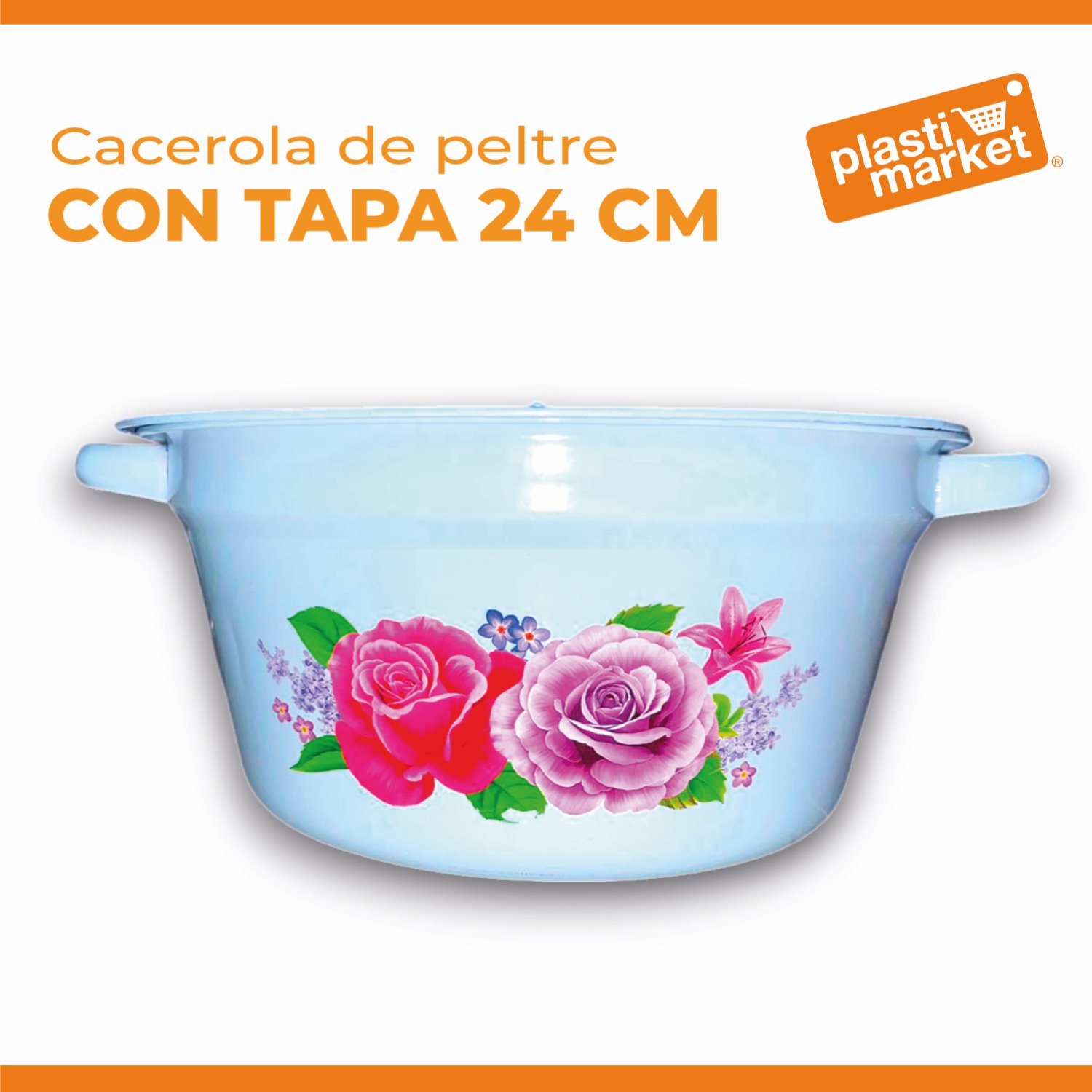 AU-9001-24 CACEROLA DE PELTRE C/TAPA 24 CM.