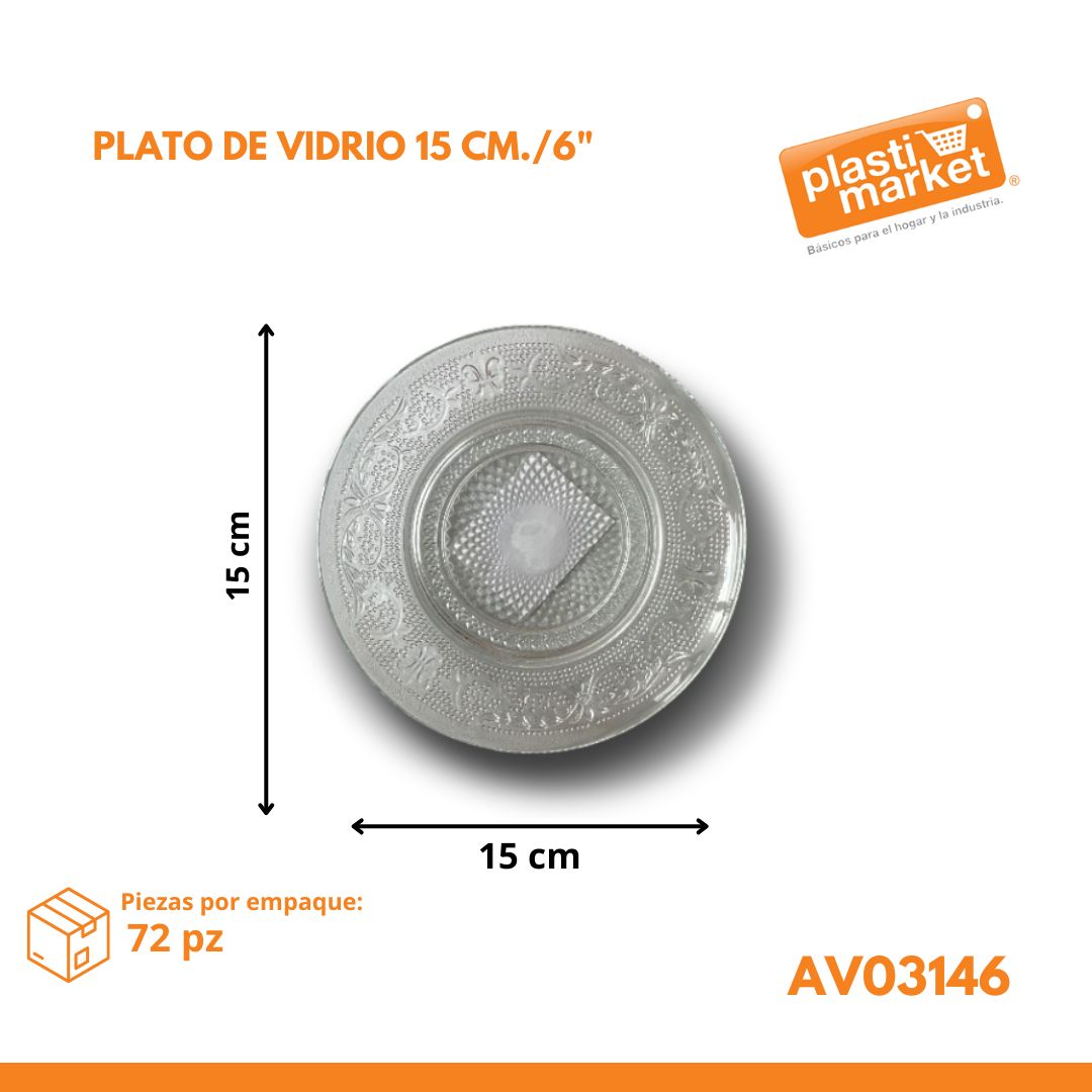 AV-0314-6 PLATO DE VIDRIO 15 CM./6"
