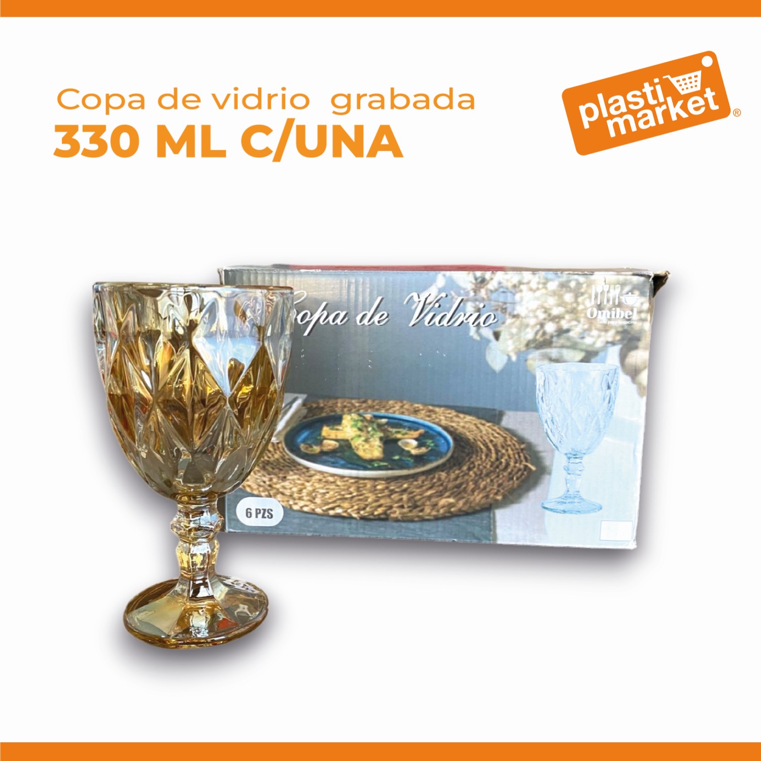 AV-3407-2 COPA DE VIDRIO GRABADA 330 ML. C/UNA