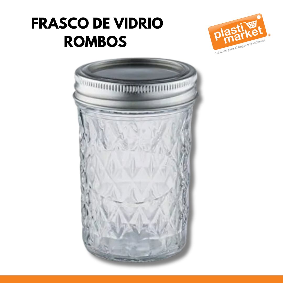 AV-4789-3 FRASCO DE VIDRIO ROMBOS