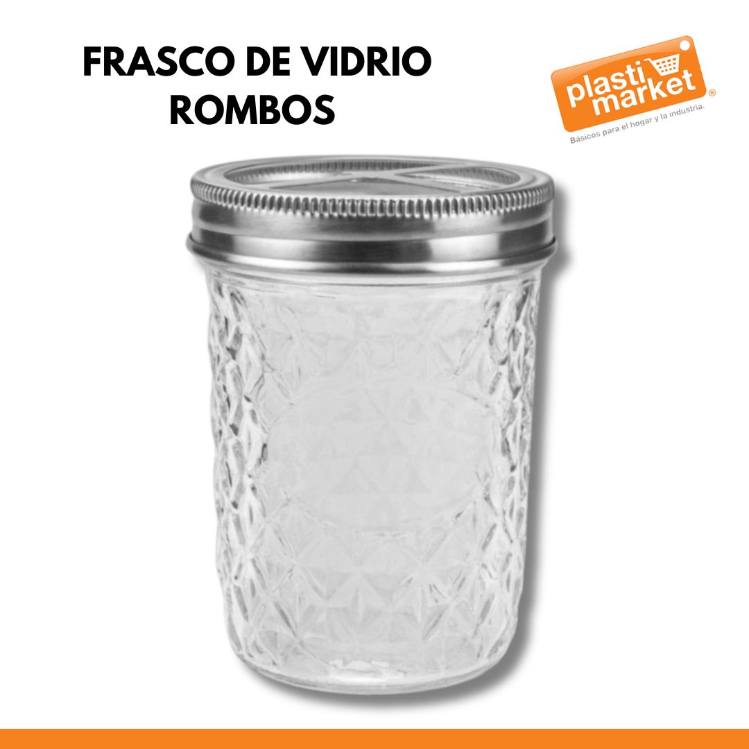 AV-4789-4 FRASCO DE VIDRIO ROMBOS