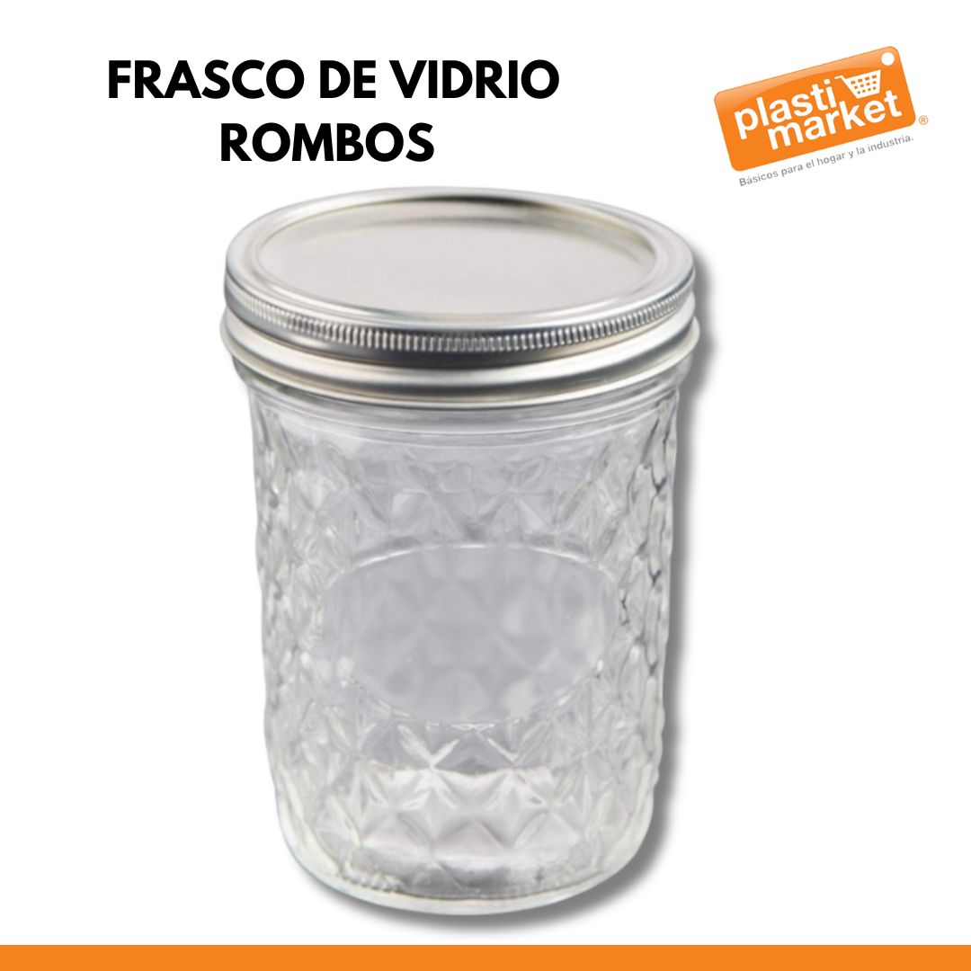 AV-4789-5 FRASCO DE VIDRIO ROMBOS