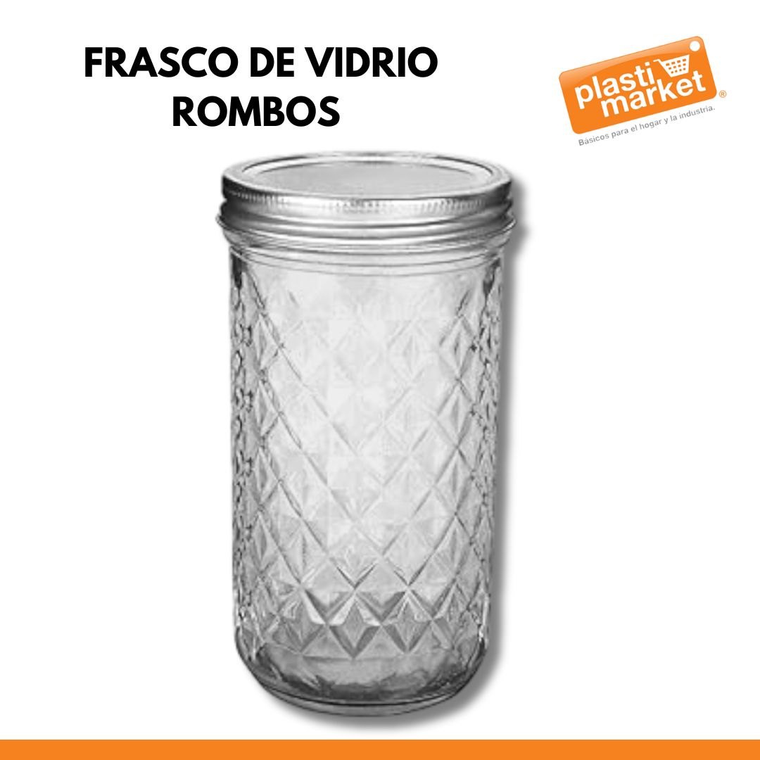AV-4789-7 FRASCO DE VIDRIO ROMBOS