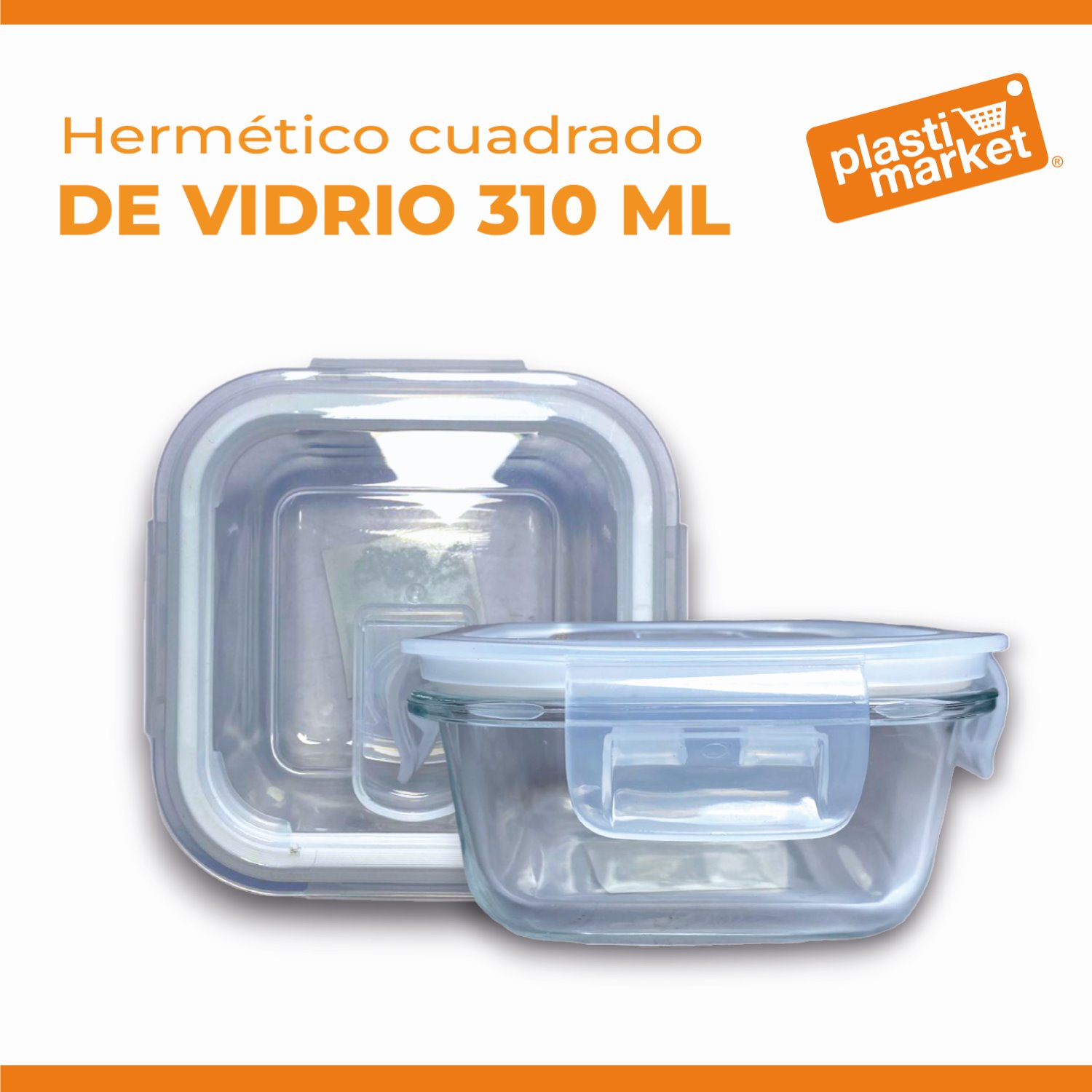 AV-8602-1 HERMETICO CUADRADO VIDRIO 310 ML.