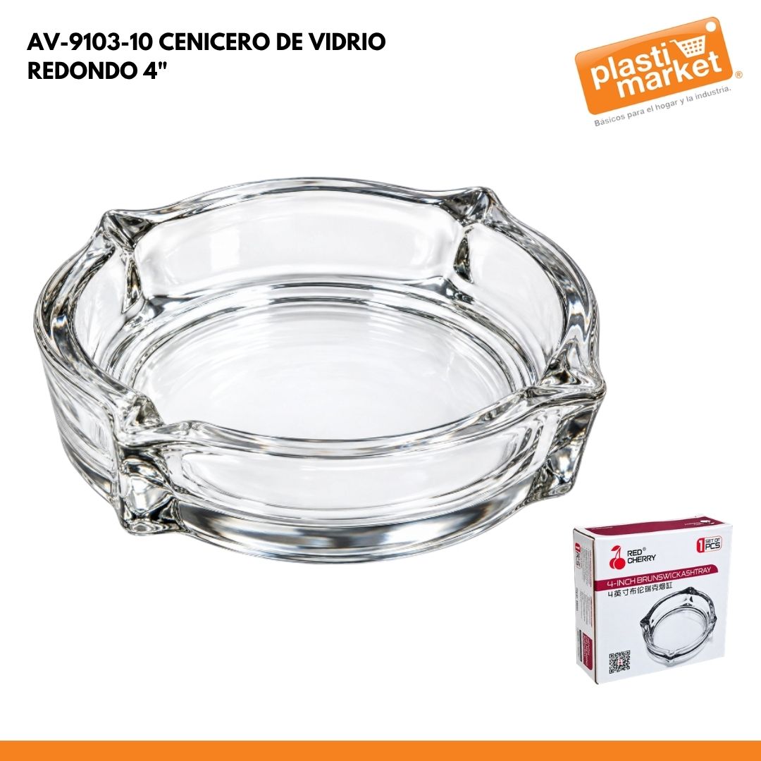 AV-9103-10 CENICERO DE VIDRIO REDONDO 4"