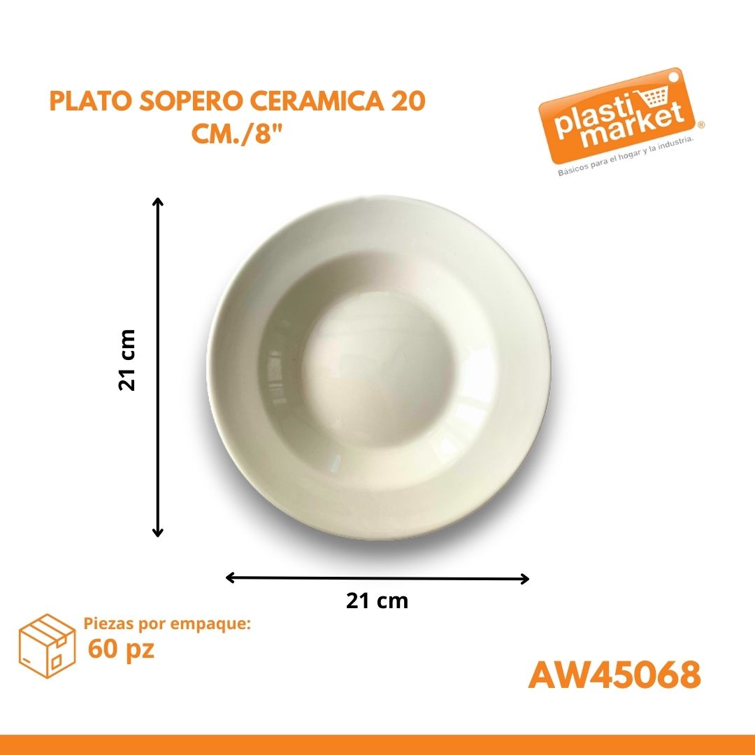 AW-4506-8 PLATO SOPERO CERAMICA 20 CM./8"