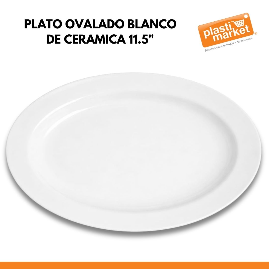 AW-4523-11.5 PLATO OVALADO BLANCO DE CERAMICA 11.5"