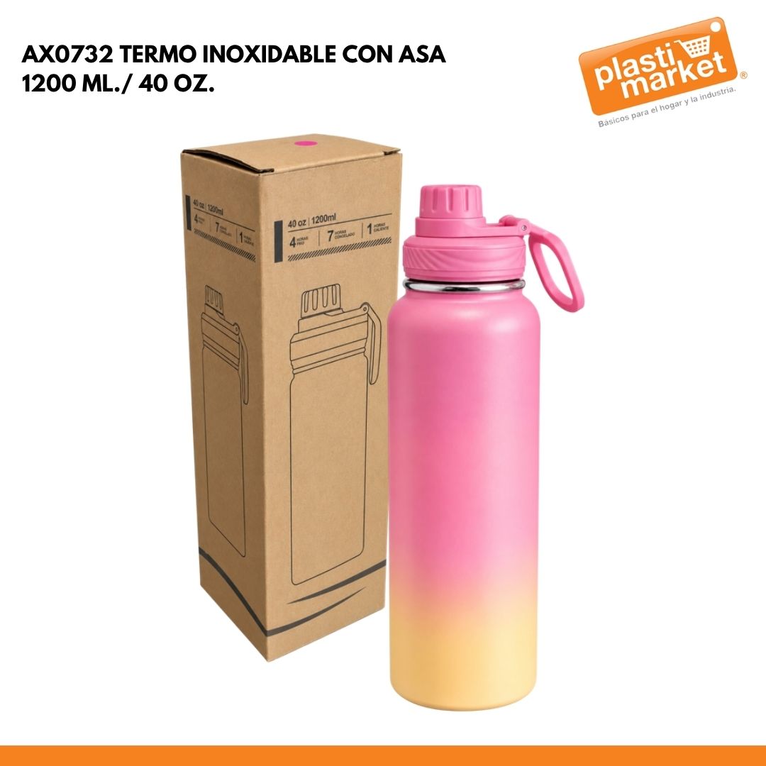 AX0732 TERMO INOXIDABLE CON ASA 1200 ML./ 40 OZ.