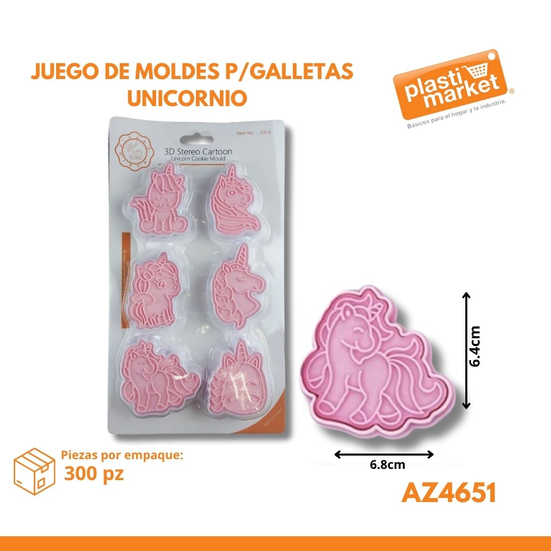 AZ-4651 JUEGO DE MOLDES P/GALLETAS UNICORNIO