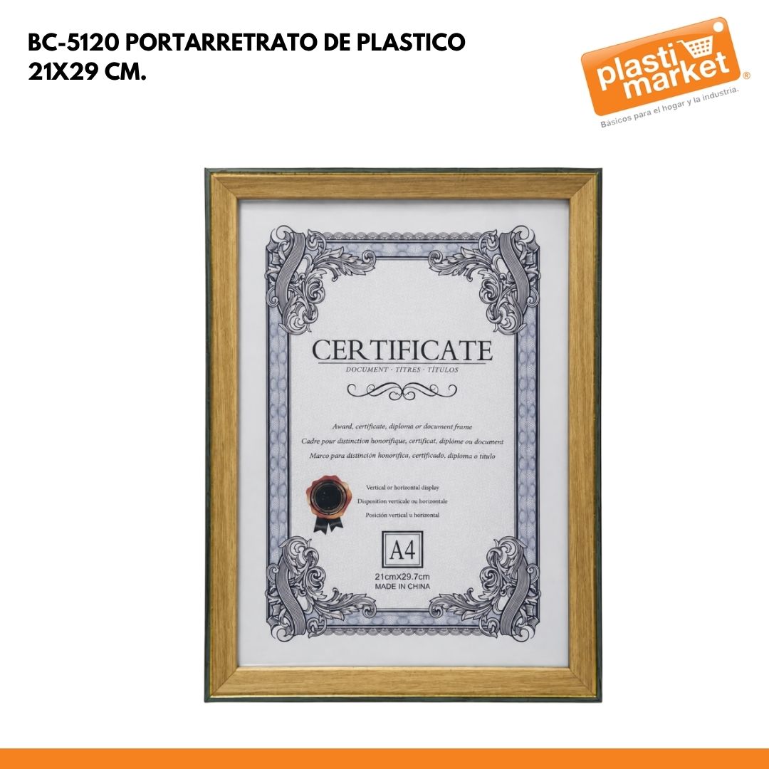 BC-5120 PORTARRETRATO DE PLASTICO 21X29 CM.