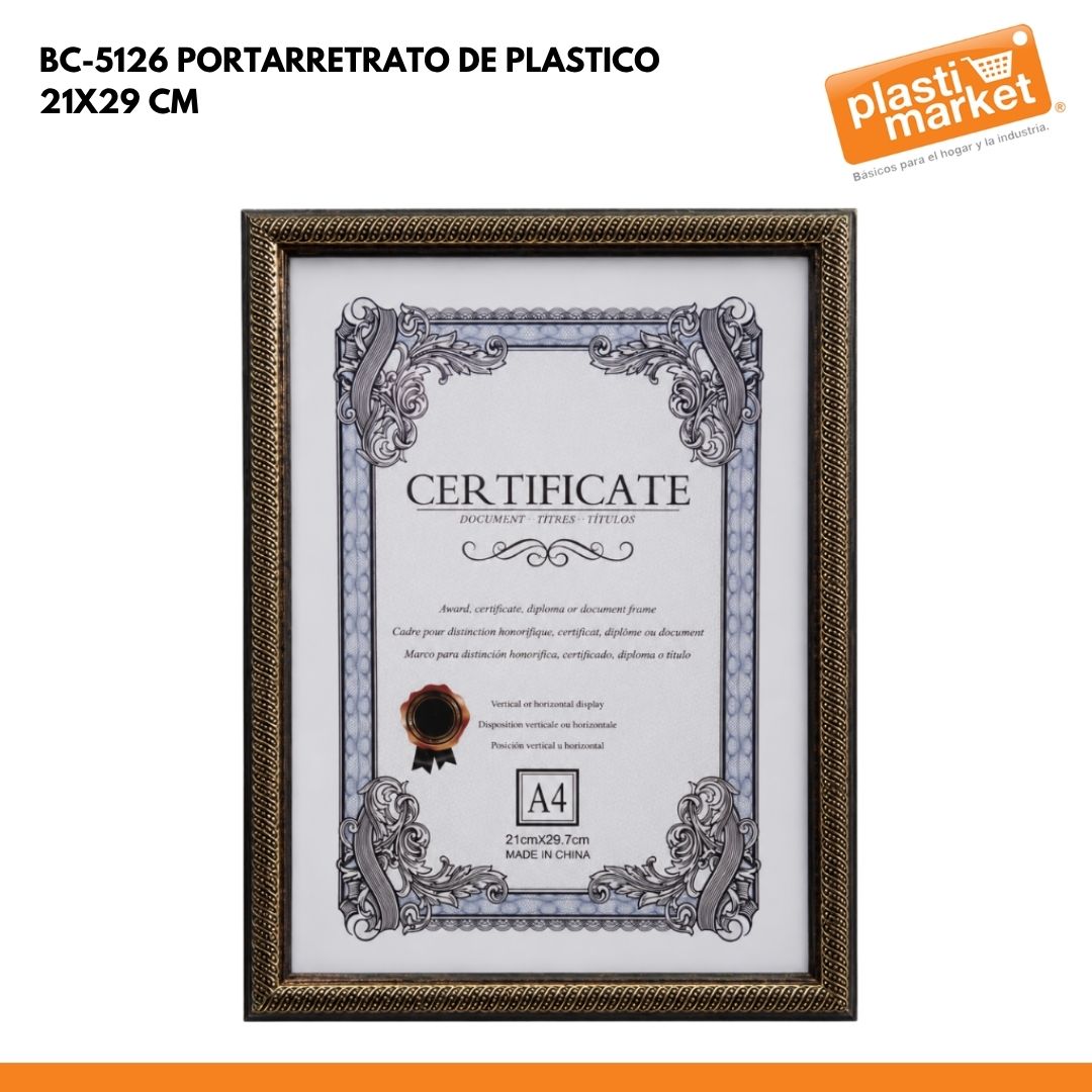 BC-5126 PORTARRETRATO DE PLASTICO 21X29 CM.