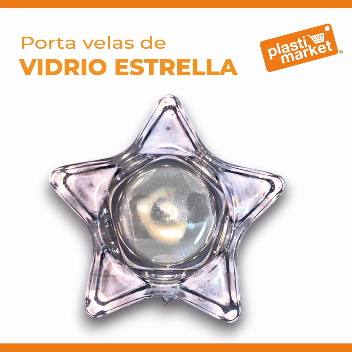 BF-0454 PORTA VELAS DE VIDRIO ESTRELLA