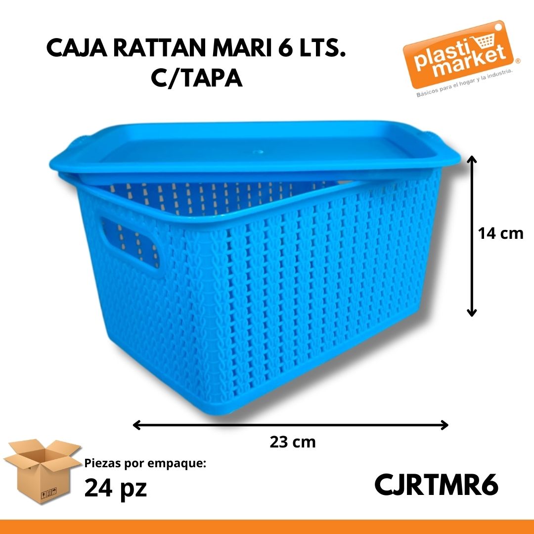 CAJA RATTAN MARI 6 LTS. C/TAPA