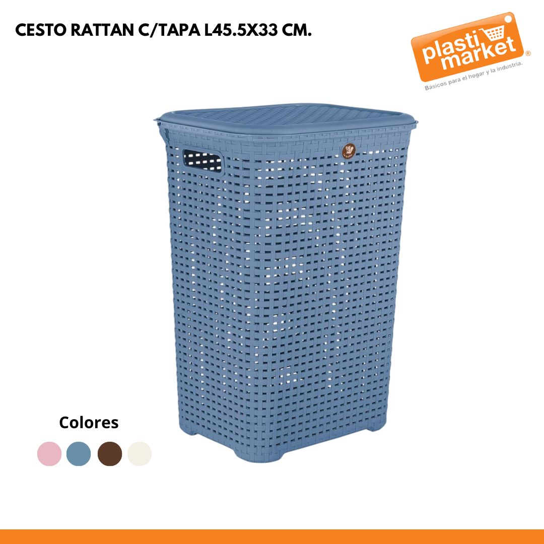 CESTO RATTAN C/TAPA L45.5X33 CM.