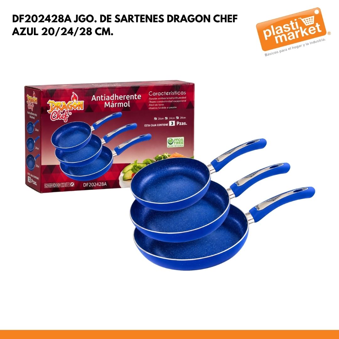 DF202428A JGO. DE SARTENES DRAGON CHEF AZUL 20/24/28 CM.