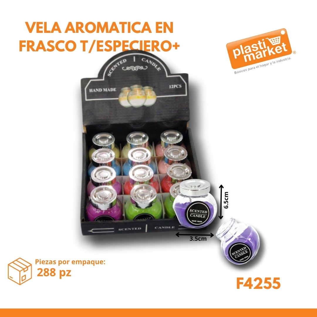 F4255 VELA AROMATICA EN FRASCO T/ESPECIERO+