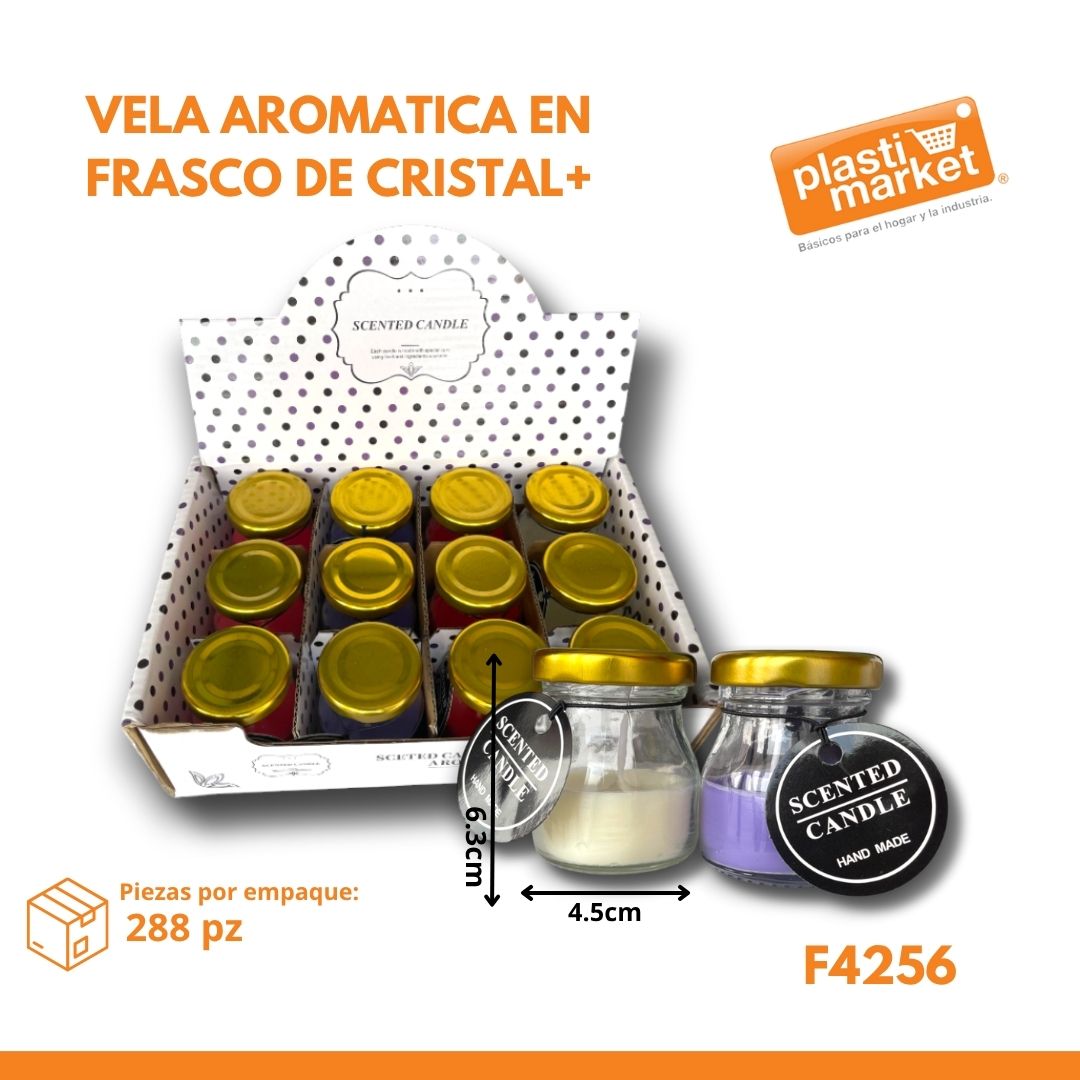 F4256 VELA AROMATICA EN FRASCO DE CRISTAL+