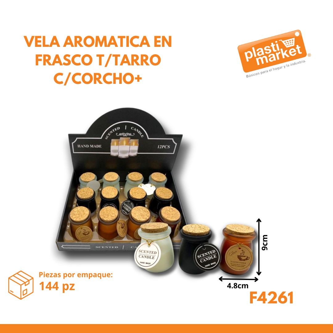 F4261 VELA AROMATICA EN FRASCO T/TARRO C/CORCHO+