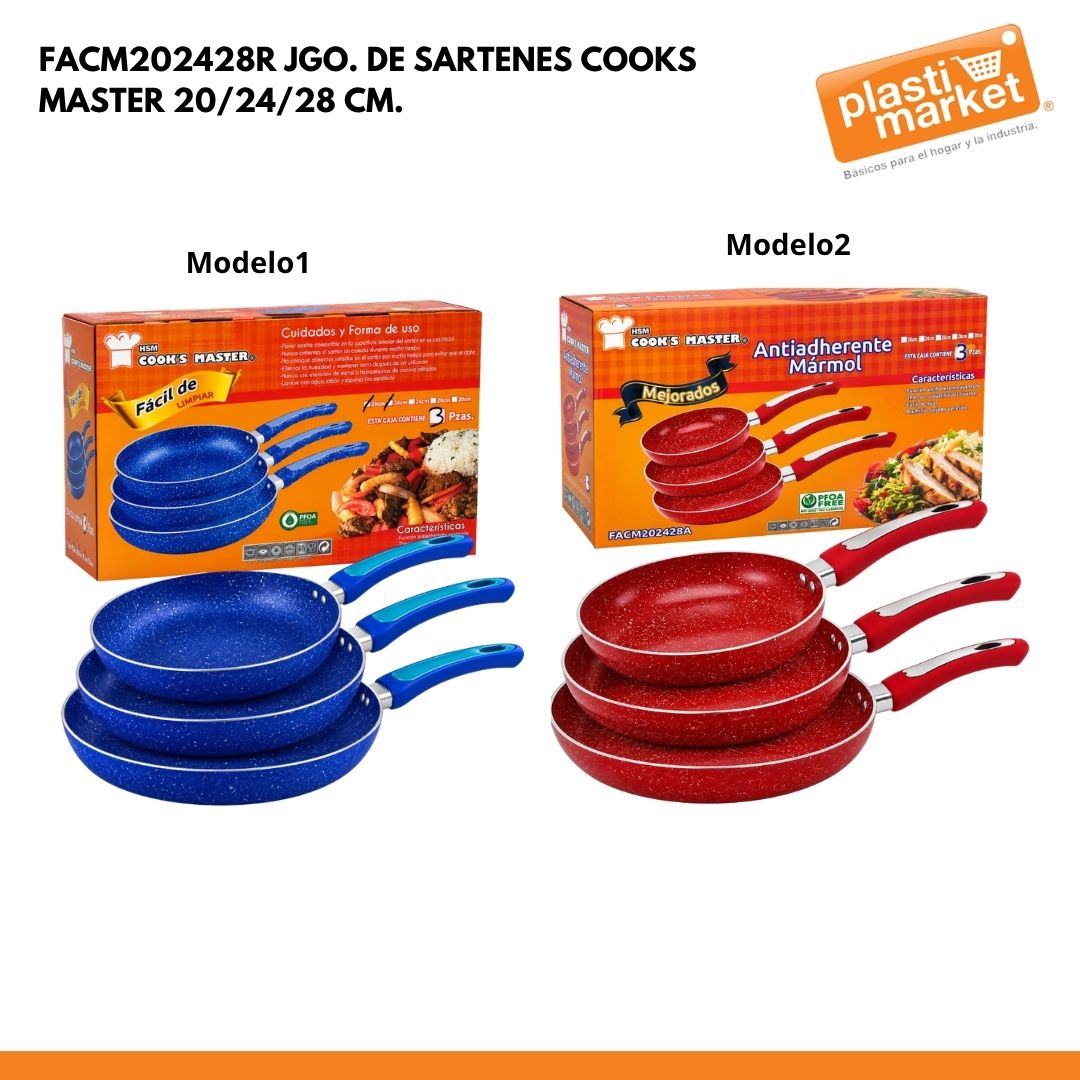 FACM202428R JGO. DE SARTENES COOKS MASTER 20/24/28 CM.