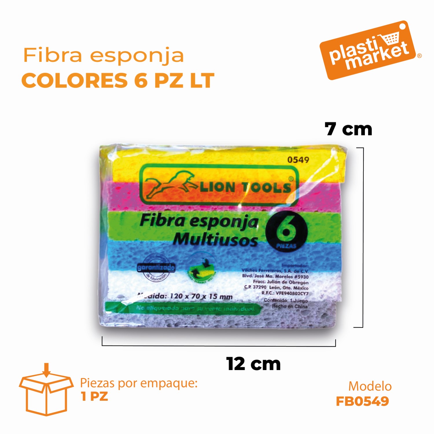 0549 FIBRA ESPONJA COLORES 6 PZ. LT