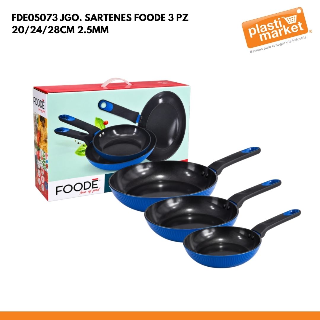 FDE-05073 JGO. SARTENES FOODE 3 PZ 20/24/28CM 2.5MM