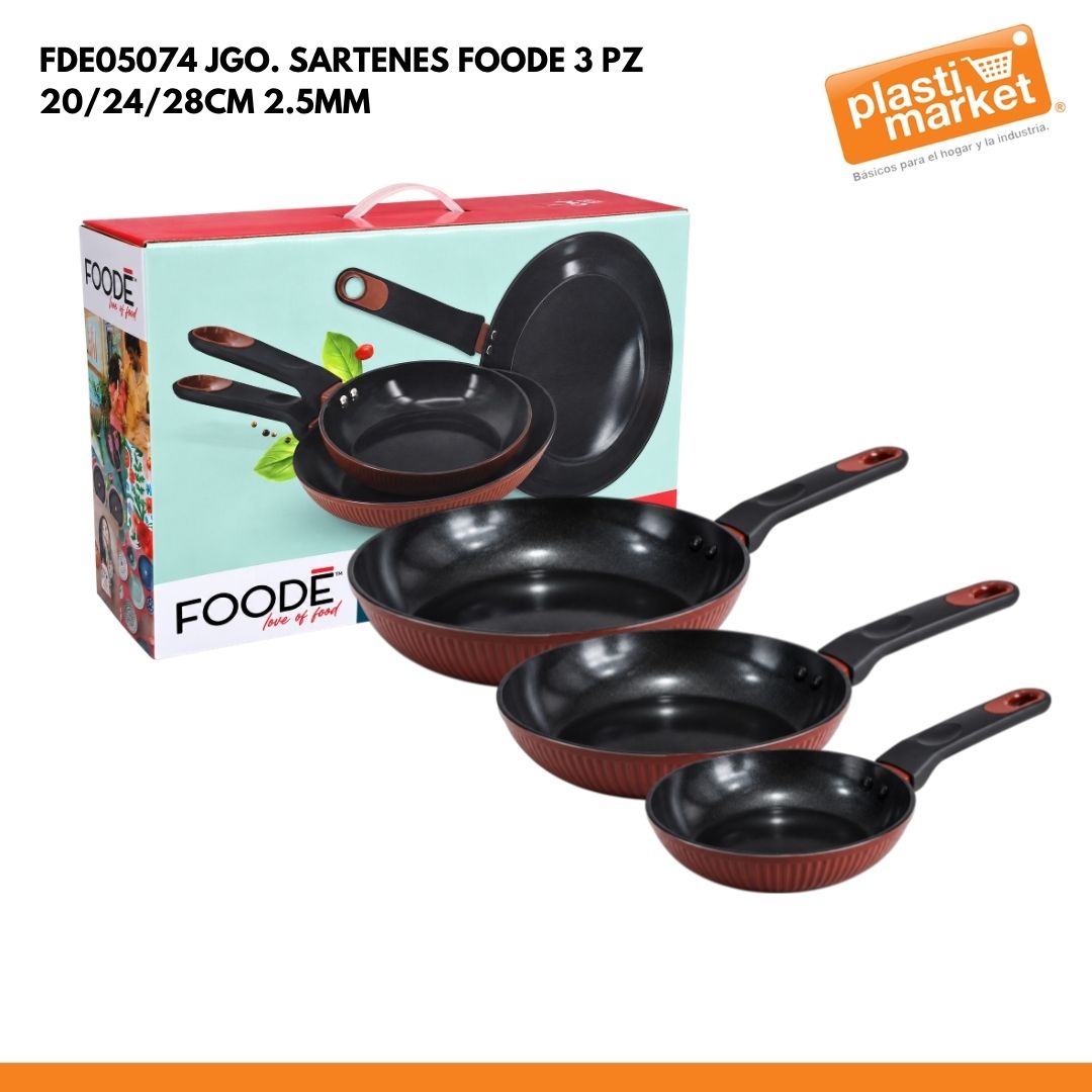 FDE-05074 JGO. SARTENES FOODE 3 PZ 20/24/28CM 2.5MM