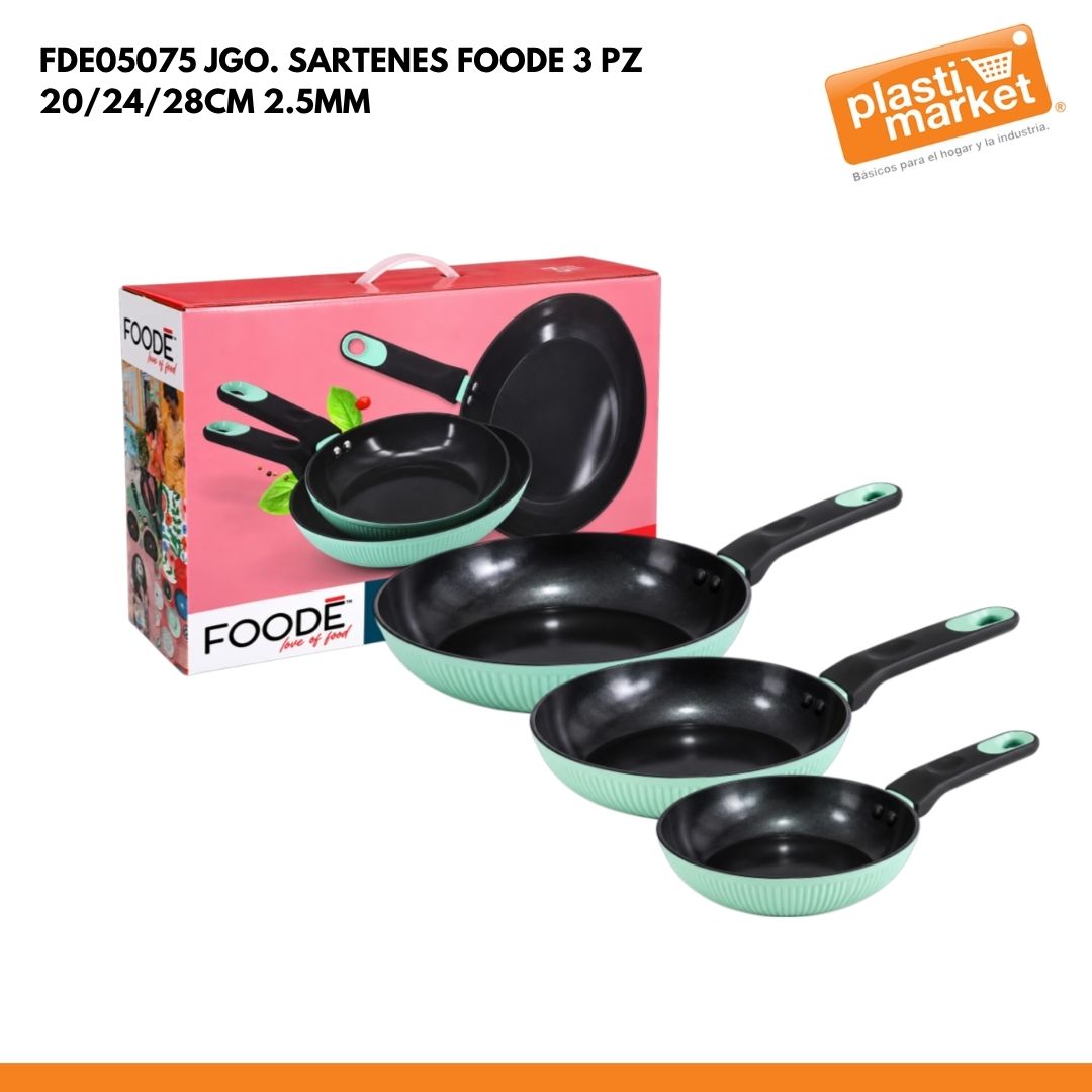 FDE-05075 JGO. SARTENES FOODE 3 PZ 20/24/28CM 2.5MM