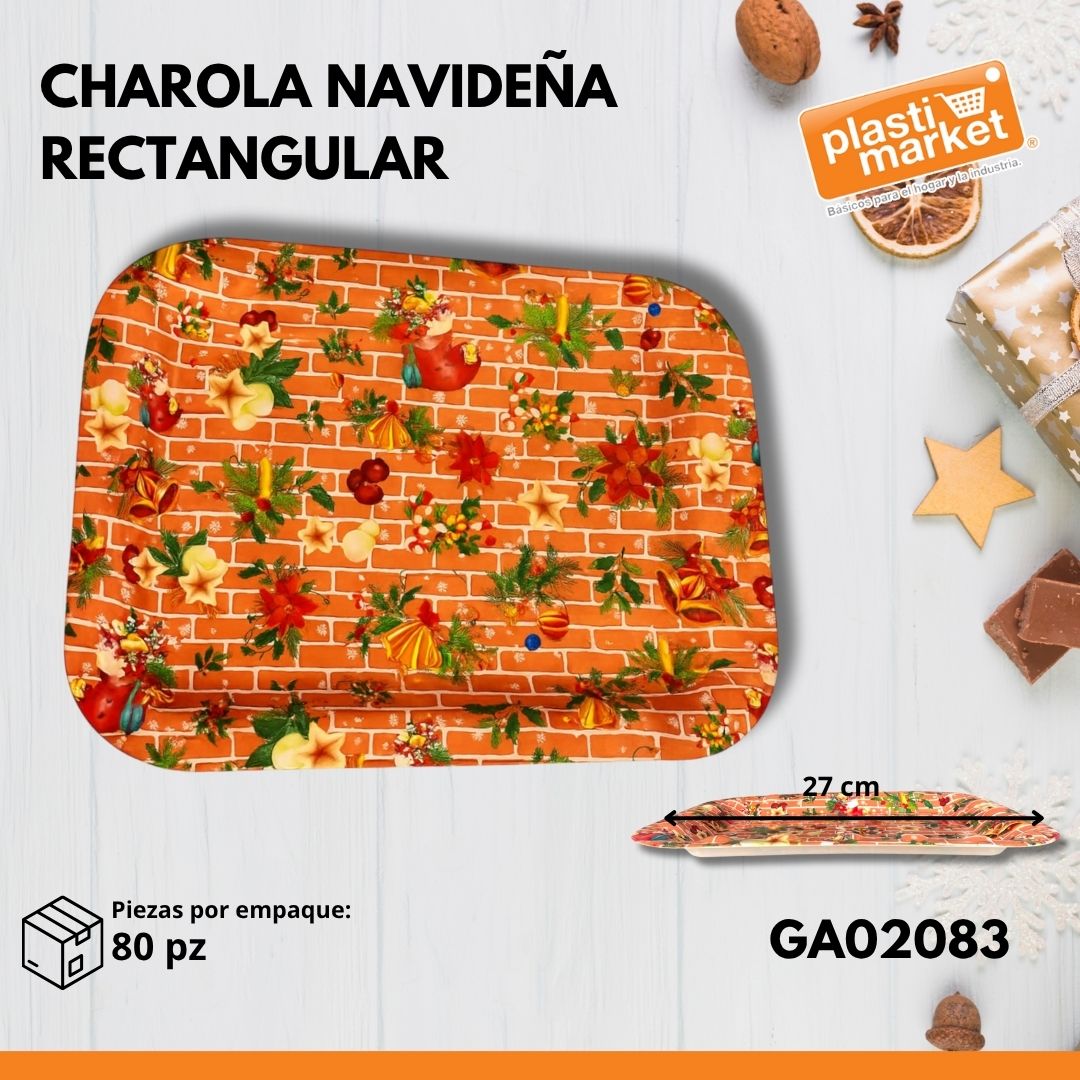 GA-0208-3 CHAROLA NAVIDEÑA RECTANGULAR